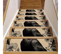 CHENZZZZ Self Adhesive Residue Free Machine Washable Reusable Stair Treads Non Slip Steps Crow (6) Stair Runner Indoor - 15 Pack 30"X8" Anti Slip Mats
