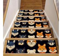 CHENZZZZ Stair Treads Non Slip Stair Runners for Wooden Steps Indoor, 15PCS 8"x30" Really cute cartoon Wild Animals Carpet Treads for Wood Stairs Staircase Step Treads for Kids & Dogs, Stair Covers