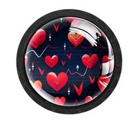 CHENZZZZ Valentine's Day Love Heartbeat Drawer Knobs Pull Handle Crystal Glass Circle Shape Cabinet Drawer Pulls Cupboard Knobs with Screws for Kitchen Cupboard Dresser Wardrobe etc