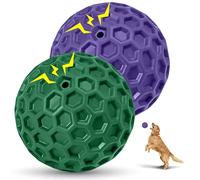 CHEODIN 2 Pack Indestructible Squeaky Dog Balls for Aggressive Chewers, Durable Rubber Chew Toys for Teething, Anxiety Relief Perfect for Large, Medium Breeds, Indoor Outdoor Use