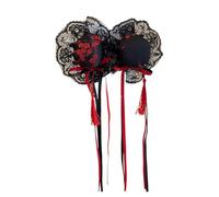 Cheongsam Hair Bun Clip - 2X Cosplay Hair Bun Accessory, Chinese Style Headdress With Lace Bow For Elegant Cosplay And Traditional Outfits Chinese Style Cheongsam Hair Bun - Double Bun Clip With Lace
