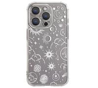 CHEORFAY iPhone 15 Pro Case, Clear Transparent Flexible Soft Silicone TPU Bumper Buffer Shockproof Protective Cover with Fantasy Astrology Pattern Design for iPhone 15 Pro - Moon Star