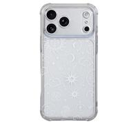 CHEORFAY iPhone 17 Pro Max Case, Clear Transparent Flexible Soft Silicone TPU Bumper Buffer Shockproof Protective Cover with Fantasy Astrology Pattern Design for iPhone 17 Pro Max - Moon Star