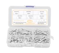CHEOTIME 104Pcs Self Tapping Screws, M4.2 Carbon Steel Self Tapping Screws for Metal Self Drilling Screw Assortment Kit with Round Washer Head Cross Slot for Woodworking Furniture