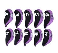 CHEOTIME 10PCS Putter Headcover, Golf Putter Cover Neoprene, Numbered Black Purple Golf Accessory Set