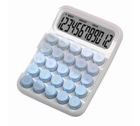 CHEOTIME 12 Digit Desk Calculator, Cute Large Button Calculator with LCD Display Battery Powered Basic Function Computational Tools for School, Office, Home Everyday Math (Blue)
