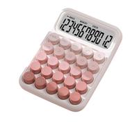 CHEOTIME 12 Digit Desk Calculator, Cute Large Button Calculator with LCD Display Battery Powered Basic Function Computational Tools for School, Office, Home Everyday Math (Roseate)
