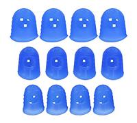 CHEOTIME 12pcs Guitar Silicone Finger Guard, 3 Sizes Soft Silicone ABS Guitar Finger Fingertip Protectors Covers Caps for Guitar Ukulele Banjo Mandolin Beginners Practice (Blue M00253)