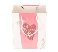 CHEOTIME 12Pcs Marry Me Gift Bags, 11.0 x 9.1in Rose Gold Letter Paper Gift Bags with Handle Medium Size for Wedding Engagement Party Shopping Favor Use