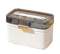 CHEOTIME 2 Tier Drug Organizer, Portable Clear Plastic Cabinet with Handle, Multipurpose Medical Box with Safety Lock, Empty First Aid Kit for Home (White)