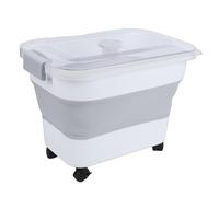CHEOTIME 20L Dog Food Storage Container, Collapsible Pet Food Containers Large Capacity Plastic Rice Storage Container with Rolling Wheel Airtight Locking Lid for Home, Keep Dry Food Fresh