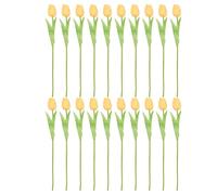 CHEOTIME 20Pcs Artificial Flowers, Fake Tulips Real Touch Decor Yellow Faux Flowers Onesie Inspired Simulation Stems for Party Wedding Home Room Decoration