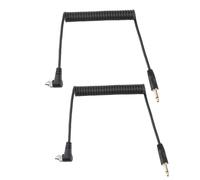 CHEOTIME 2pcs 3.5 mm to Male Flash PC Sync Cable, Coiled Cord with Screw Lock Compatible with Most DSLR Cameras PocketWizard Plus Camera Photography Connector