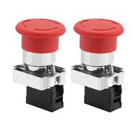 CHEOTIME 2PCS Emergency Stop Push Button, AC 660V 22mm Red Mushroom Switch Button Stop Cap for Control Electromagnetic Starter, Contactor