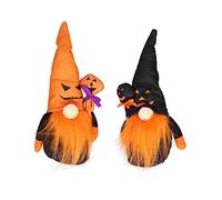 CHEOTIME 2PCS Halloween Gnome, Faceless Doll Decoration with Black Orange Cotton Material, 10.24 Inch Scandinavian Tomte for Home Party Decor