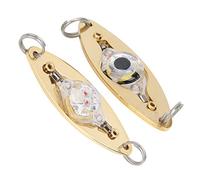 CHEOTIME 2Pcs LED Underwater Fishing Lures, Press Eye Attractive Light Water Proof Deep Drop LED Lighted Bait Flasher White Light Bait Kit for Freshwater Saltwater Halibut Rig