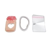 CHEOTIME 30PCS Valentines Cards for Boys Girls Classroom, Candy Jar DIY Paper Card Set with Plastic Treat Bags Adhesive for Classroom Exchange Party Favors Holiday Gift (Style C)