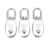 CHEOTIME 3Pcs Single Pulley Block, 304 Stainless Steel Hanging Wire Towing Wheel with 75kg Load Capacity U Type Swivel Pulley for Lifting, Fitness, Boat, Machine Use