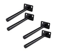 CHEOTIME 4 PCS Hidden Floating Shelf Bracket, Round Wall Mount Shelf Brackets Invisible Fixed Floating Shelf Support Bracket A 01 2 Holes Black 150mm