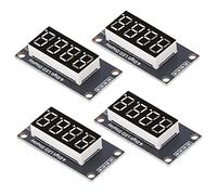 CHEOTIME 5Pcs Digital Tube Display Module, 4 Digit 7 Segment 0.36in TM1637 Drive Chip Tube Display Module with Pin Header Serial Driver Board for Smart Control of Machine (White MRA110A)