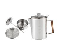 CHEOTIME 6 9 12 Cup Coffee Percolator, Stainless Steel Stove Top Brew Coffee Maker on Fire V Shaped Spout Wooden Handle Camping Coffee Pot for Hiking Outdoors Travel (9 Cup 1400-2000ML)