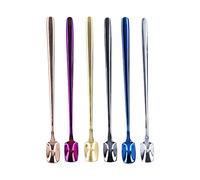 CHEOTIME 6 Pcs Dessert Spoon Set, 5.9 Inch Shovel Shape Stainless Steel Long Handle Thickened Spoons, Ice Cream Fruit Spoon for Home, Kitchen or Restaurant