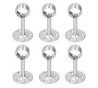 CHEOTIME 6Pcs Ceiling Mount Curtain Rod Bracket Stainless Steel Flange Bracket Heavy Duty Wardrobe Closet Rod Rail Support Shelf Closet Rod End Supports Silver (22 All Pass)