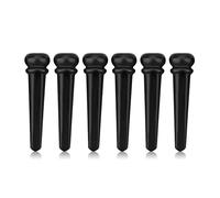 CHEOTIME 6pcs Ebony Guitar Bridge Pins, Acoustic Guitar Bridge Pegs for 6 and 12 Strings Replacement Parts Guitar String Pins with Small Abalone Shell Dots Black