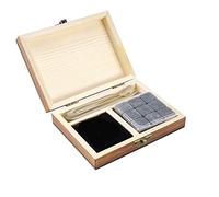 CHEOTIME 9PCS Whiskey Stones, Reusable Granite Whiskey Chilling Rocks Wine & Champagne Cooler for Parties Dinner, Ice Cubes with Box Tweezers for Bottle Drinking