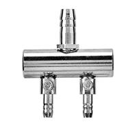 CHEOTIME Air Splitter Flow Control Valve,2/4/6 Way Aquarium Air Flow Splitter Control Lever Valve Stainless Steel Distributor Fish Tank Splitter Pump Accessories (8-turn 4mm two-hole splitter)