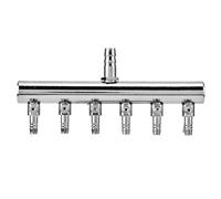 CHEOTIME Air Splitter Flow Control Valve,2/4/6 Way Aquarium Air Flow Splitter Control Lever Valve Stainless Steel Distributor Fish Tank Splitter Pump Accessories (8-turn 4mm six-hole splitter)