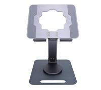 CHEOTIME Aluminum Alloy Swivel Tablet Stand, 360 Degree Rotation Foldable Adjustable Desktop Phone Tablet Holder Hollow Out Heat Dissipation Holder for Pad Live Streaming Drawing (Grey)