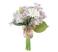 CHEOTIME Artificial Bridal Bouquet, Wedding Bride Holding Flower Decoration White Champagne Artificial Roses Flowers for Wedding Ceremony Anniversary Party (Purple)