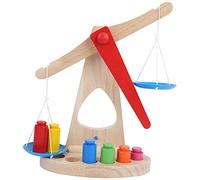 CHEOTIME Balancing Scale Toy, Wooden Educational Fine Motor Skill Learning Weights Set Colorful Toddler Balance Toy Counting Toys for Boys Girls Kids Ages 3+