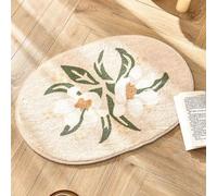 CHEOTIME Bath Mats, Water Absorbent Mat Soft Polyester Bathroom Mat, Flower Pattern Front Door Mat Shower Mats for Bedroom Kitchen Living Room Indoor Floor Use (Pear Flower 50x80cm / 19.69x31.50in)