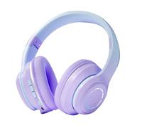 CHEOTIME Bluetooth Wireless Gaming Headset Gradient BT5.2 Connection, Foldable Over Ear headphones with Soft Ear Cushions, Colorful Lights for Desktop, PC, Laptop, Mobile (Purple)