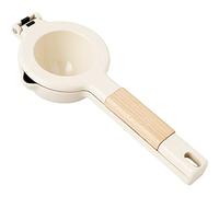 CHEOTIME Citrus Juicer, Wooden Handle, Ergonomic Design Manual Orange Lemon Squeezer Food Grade Coating Hand Press Juicer for Maximum Juice Extraction (White (Wooden Handle))