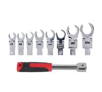 CHEOTIME Crows Foot Wrench Set, Flex-Head Ratcheting Wrench Set Replaceable Wrench Set Flexible Head Torsion Wrench 180 Degree Rotating Spanner with Handle Great for Automotive Repair Work