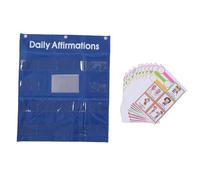 CHEOTIME Daily Affirmations Pocket Chart, Positive Affirmation Cards with Mirror Calming Corner Classroom Decor with 10 Cards for Kids Above 3 Years Old