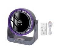 CHEOTIME Desk Fan, Air Circulator Fan Bladeless Quiet USB Digital Display Table Fan with Remote Control Portable Personal Fan for Bedroom Office Kitchen (Purple Gray)