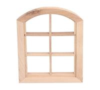 CHEOTIME Dollhouse Windows, 1 : 12 Scale Miniature Dollhouse Arched Window Furnishings with 6 Panes Wooden Fiary Window Model Dollhouse Accessories (Plain arc window)