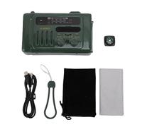 CHEOTIME Emergency Weather Radio, AM FM Hand Crank Solar Radio Type C Cell Phone with Reading Lamp Flashlight Bluetooth Speaker SOS Alarm OD Green