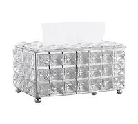 CHEOTIME Facial Tissue Holder, Luxury Crushed Diamond Facial Tissue Box Silver Crystal Tissue Organizer Sparkling Cube Tissue Holder for Living Room Office Decor