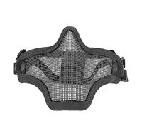 CHEOTIME Foldable Airsoft Mesh Mask,Steel Mesh Cool Half Face Guard, Comfortable Adjustable Tactical Lower Face Protective Mask with Ear Cover Protection (Black)