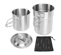 CHEOTIME Foldable Camping Cups and Mugs Pot, 304 Food Grade Stainless Steel Multifunctional Portable Camping Cookware with Lid Packbacking Pot for Outdoor Hiking