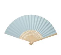 CHEOTIME Folding Paper Fan, 8.3 Inch Foldable Hand Fan Bamboo Elegant Chinese Style Vintage Folding Ribs Fan DIY Blank Paper Fan Bamboo Silk, for Wedding Party Decor Classical(Pale Blue J)