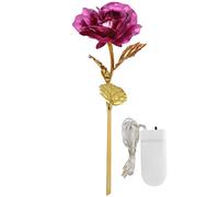 CHEOTIME Forevers Rose, Gold Foil Rose with Small String Lights, Long Lasting Preserved Flower, Romantic Rose for Girlfriends, fake roses for Valentines, Anniversary, Birthday (Pink hardcover)
