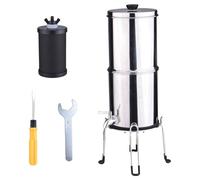 CHEOTIME Gravity Water Filter System, Stainless Steel 1 Gallon Fed Water Purifier Portable Filter System for Camping Hiking Home and Emergency Preparedness (K8779A with Bracket)