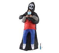CHEOTIME Grim Reaper Inflatable Costume, Halloween Funny Blow Grim Reaper Pick Me Up Ride On Costume Illusion Fancy Death Dress Outfit for Cosplay Party Supplies