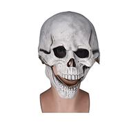 CHEOTIME Halloween Skull Mask, Movable Jaw Made Of Realistic Elastic Latex As A Cosplay Accessory Dark Gray For Halloween Cosplay A Terrifying Latex Skull Mask (Dark Gray)